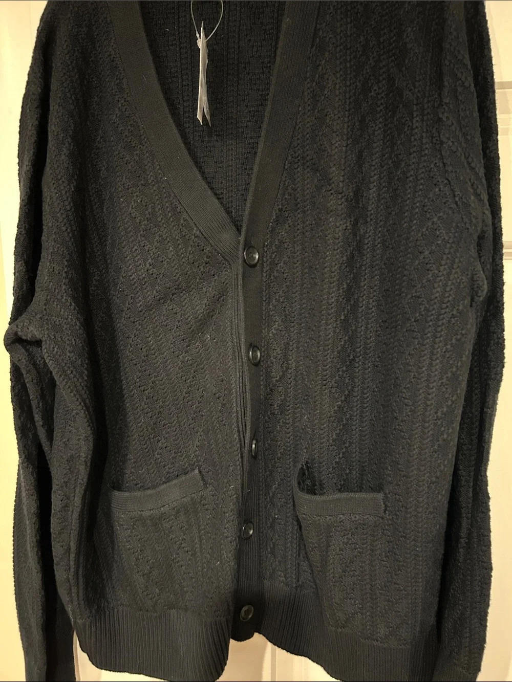 Men’s J Crew Black Cable-Knit Button Cardigan Sweater
